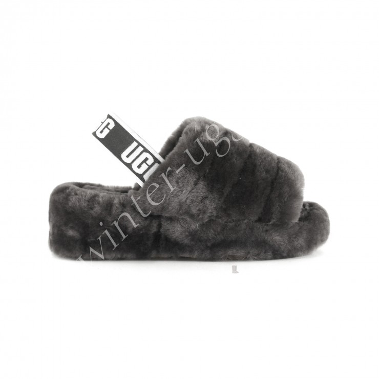 Женские Меховые Тапочки Fluff Yeah Slide - Charcoal 