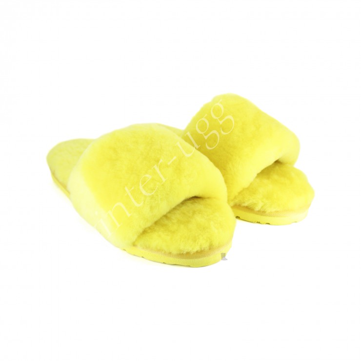 Меховые Тапочки FLUFF Slides - Yellow