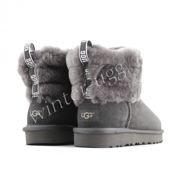 Угги Мини Fluff Quilted Boot - Grey