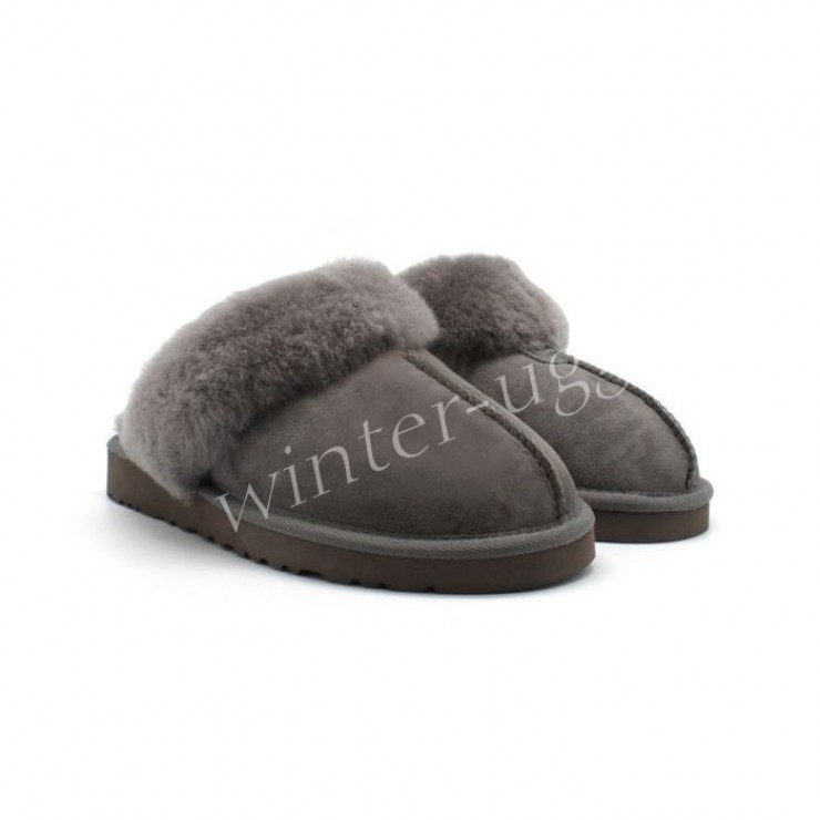 Меховые Домашние Тапочки Slipper - Grey