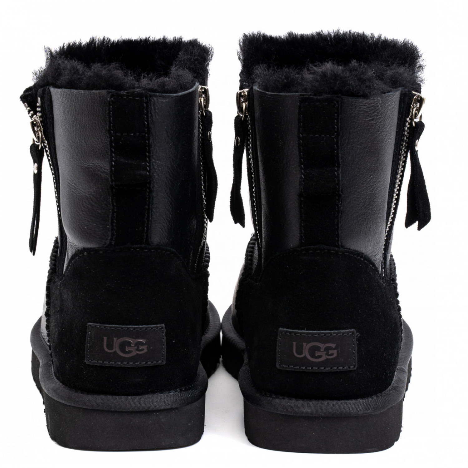 UGG Mens Classic Mini Double Zip Metallic - Black